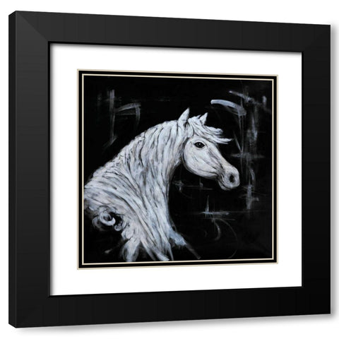 Outline Horse Profile View Black Modern Wood Framed Art Print with Double Matting by Atelier B Art Studio