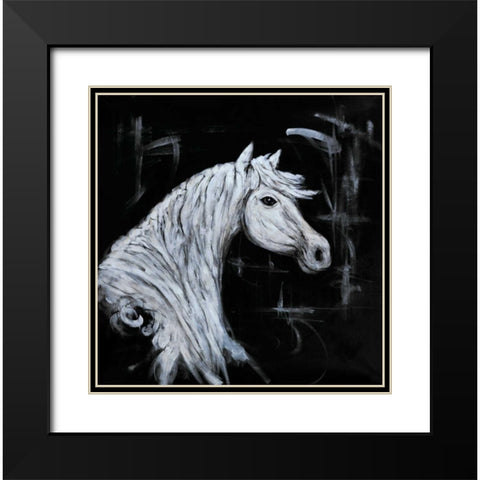 Outline Horse Profile View Black Modern Wood Framed Art Print with Double Matting by Atelier B Art Studio