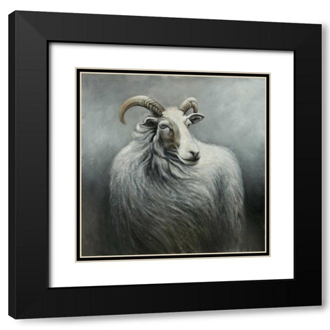 Cashmere Goat Black Modern Wood Framed Art Print with Double Matting by Atelier B Art Studio