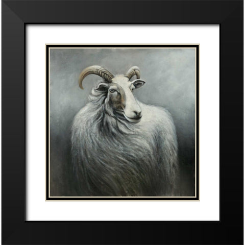 Cashmere Goat Black Modern Wood Framed Art Print with Double Matting by Atelier B Art Studio