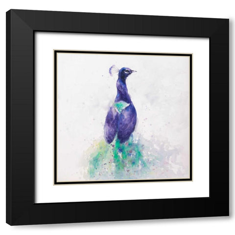 Graceful Peacock Black Modern Wood Framed Art Print with Double Matting by Atelier B Art Studio