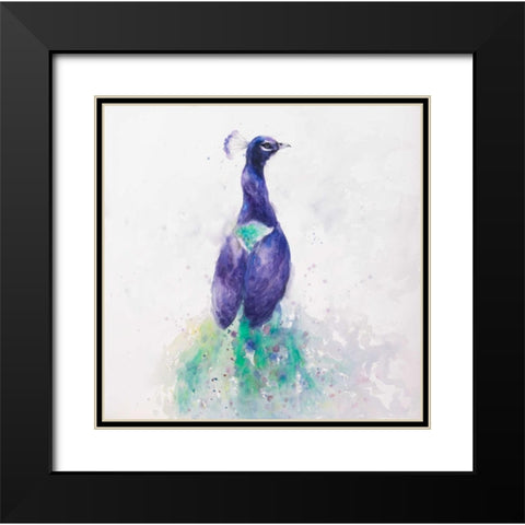 Graceful Peacock Black Modern Wood Framed Art Print with Double Matting by Atelier B Art Studio