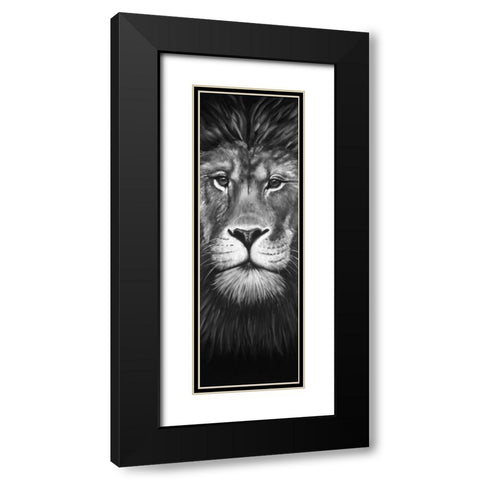 Lion Portrait Black Modern Wood Framed Art Print with Double Matting by Atelier B Art Studio