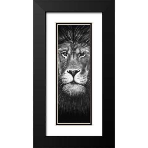 Lion Portrait Black Modern Wood Framed Art Print with Double Matting by Atelier B Art Studio