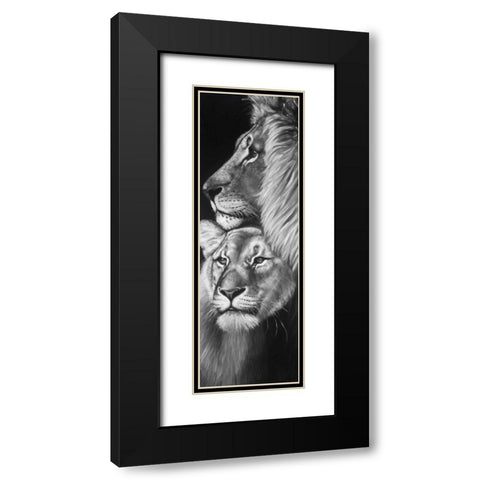 Lion and Lioness Black Modern Wood Framed Art Print with Double Matting by Atelier B Art Studio