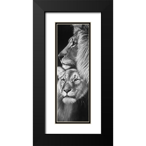 Lion and Lioness Black Modern Wood Framed Art Print with Double Matting by Atelier B Art Studio