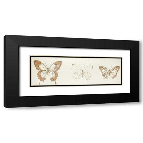Butterflies Sketch Black Modern Wood Framed Art Print with Double Matting by Atelier B Art Studio