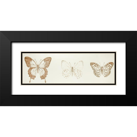 Butterflies Sketch Black Modern Wood Framed Art Print with Double Matting by Atelier B Art Studio