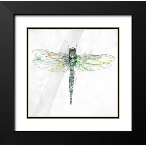 Dragonfly Black Modern Wood Framed Art Print with Double Matting by Atelier B Art Studio