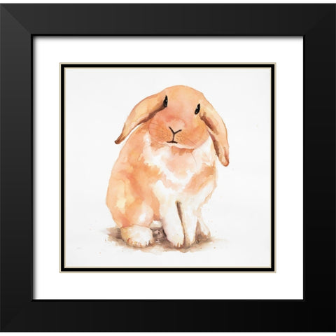 Fuzzy Lop Rabbit Black Modern Wood Framed Art Print with Double Matting by Atelier B Art Studio