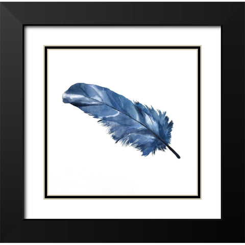 BLUE FEATHER Black Modern Wood Framed Art Print with Double Matting by Atelier B Art Studio