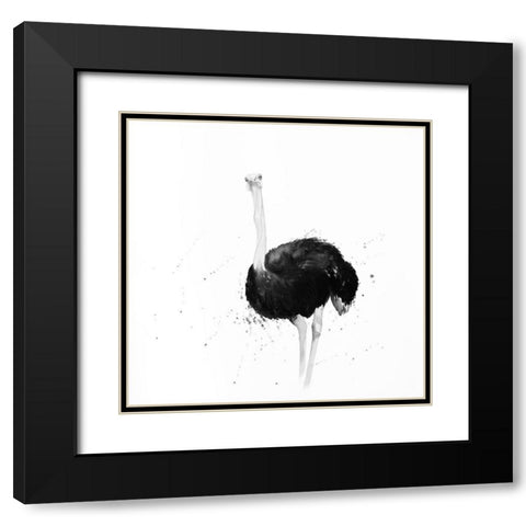 OSTRICH IN WATERCOLOR Black Modern Wood Framed Art Print with Double Matting by Atelier B Art Studio