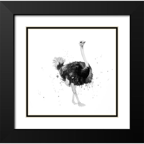 PROUD OSTRICH Black Modern Wood Framed Art Print with Double Matting by Atelier B Art Studio
