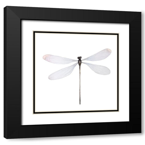 MINIMALIST DRAGONFLY Black Modern Wood Framed Art Print with Double Matting by Atelier B Art Studio