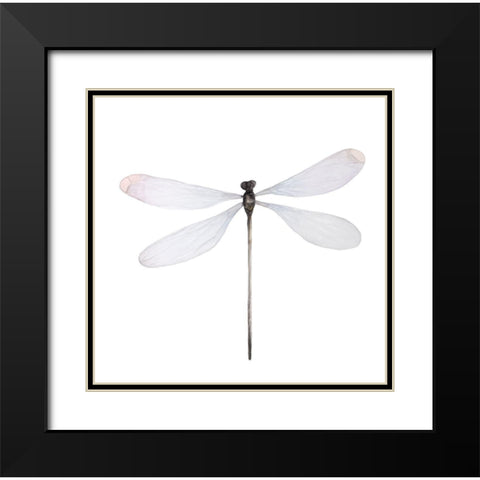 MINIMALIST DRAGONFLY Black Modern Wood Framed Art Print with Double Matting by Atelier B Art Studio