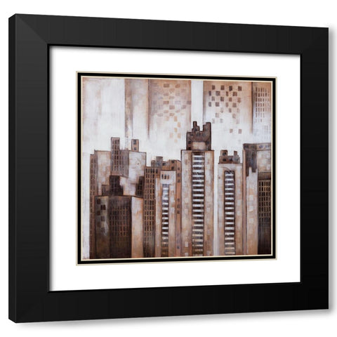 SQUARE CITY Black Modern Wood Framed Art Print with Double Matting by Atelier B Art Studio