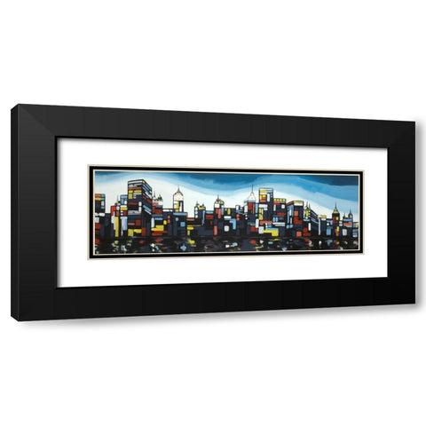 Colorful City Black Modern Wood Framed Art Print with Double Matting by Atelier B Art Studio