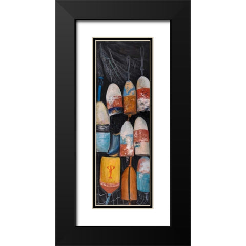 Vintage Lobster Buoys Black Modern Wood Framed Art Print with Double Matting by Atelier B Art Studio