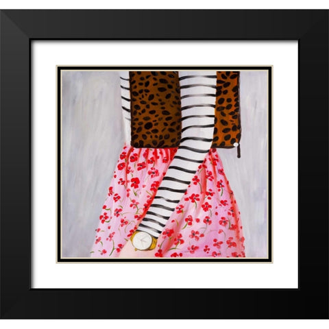 Fashionable Woman with a Leopard Bag Black Modern Wood Framed Art Print with Double Matting by Atelier B Art Studio