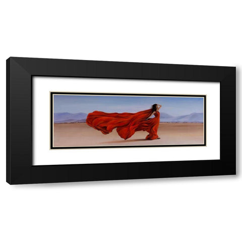 Woman Red Dress in the Desert Black Modern Wood Framed Art Print with Double Matting by Atelier B Art Studio