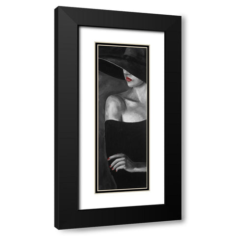 Mysterious Woman with a Hat Black Modern Wood Framed Art Print with Double Matting by Atelier B Art Studio