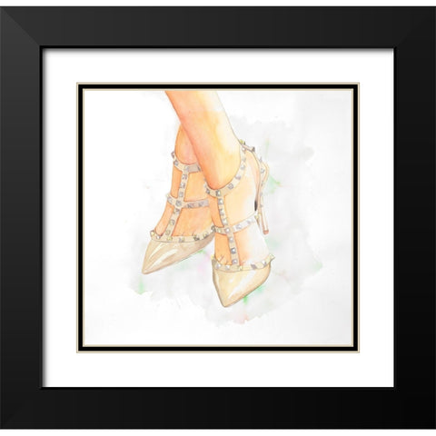 STUDDED HIGH HEELS Black Modern Wood Framed Art Print with Double Matting by Atelier B Art Studio