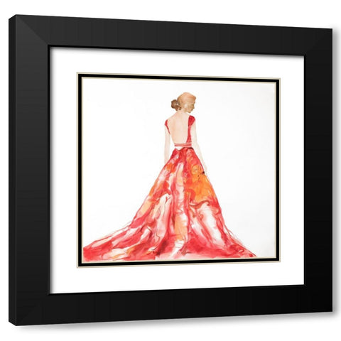 RED PROM DRESS Black Modern Wood Framed Art Print with Double Matting by Atelier B Art Studio