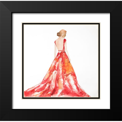 RED PROM DRESS Black Modern Wood Framed Art Print with Double Matting by Atelier B Art Studio