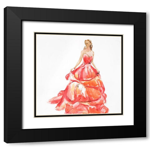 BEAUTIFUL RED PROM DRESS Black Modern Wood Framed Art Print with Double Matting by Atelier B Art Studio
