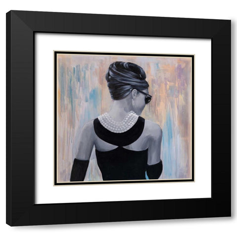 Audrey Hepburn Abstract Style Back View Black Modern Wood Framed Art Print with Double Matting by Atelier B Art Studio