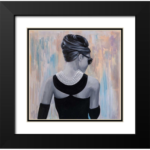 Audrey Hepburn Abstract Style Back View Black Modern Wood Framed Art Print with Double Matting by Atelier B Art Studio