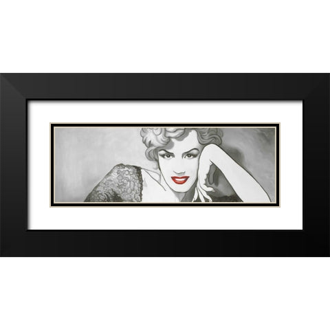 Vintage Style Marilyn Monroe Black Modern Wood Framed Art Print with Double Matting by Atelier B Art Studio
