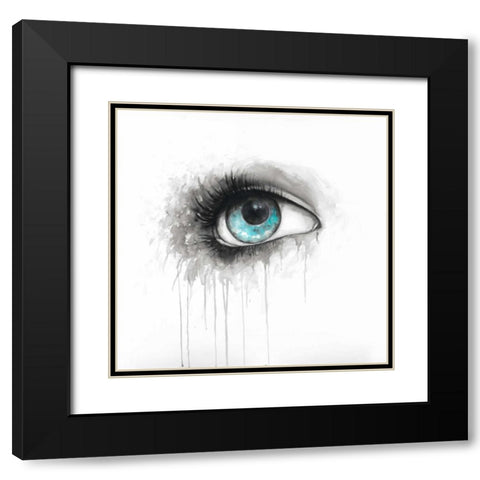 Blue Eye in Watercolor Black Modern Wood Framed Art Print with Double Matting by Atelier B Art Studio