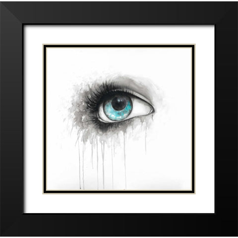 Blue Eye in Watercolor Black Modern Wood Framed Art Print with Double Matting by Atelier B Art Studio