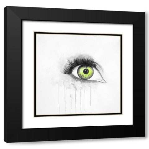 Green Eye in Watercolor Black Modern Wood Framed Art Print with Double Matting by Atelier B Art Studio