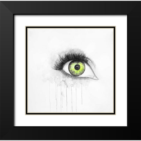 Green Eye in Watercolor Black Modern Wood Framed Art Print with Double Matting by Atelier B Art Studio