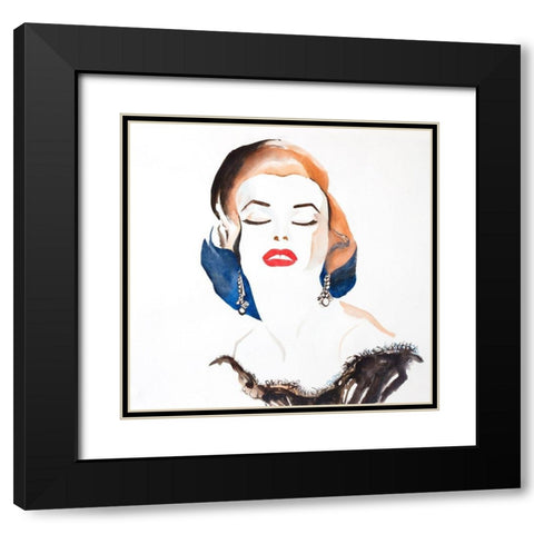 VINTAGE CHIC MARYLIN MONROE Black Modern Wood Framed Art Print with Double Matting by Atelier B Art Studio