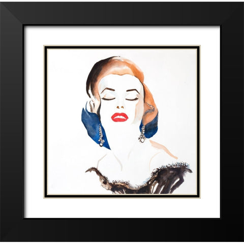 VINTAGE CHIC MARYLIN MONROE Black Modern Wood Framed Art Print with Double Matting by Atelier B Art Studio