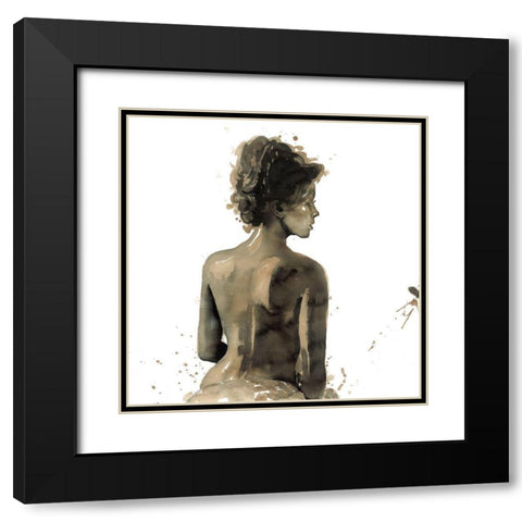 WOMANS BACK IN SEPIA Black Modern Wood Framed Art Print with Double Matting by Atelier B Art Studio