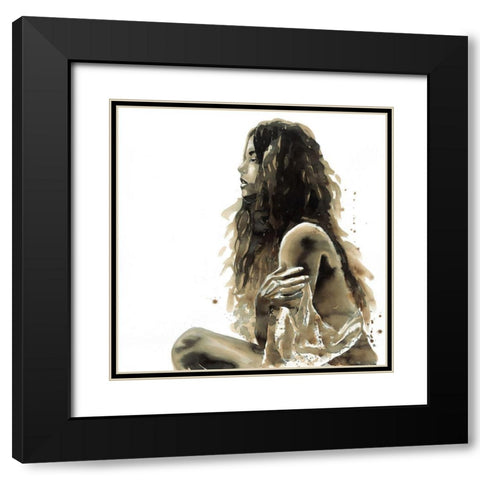 WOMAN IN SEPIA Black Modern Wood Framed Art Print with Double Matting by Atelier B Art Studio