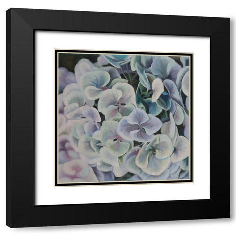 Colorful Hydrangea Flowers Black Modern Wood Framed Art Print with Double Matting by Atelier B Art Studio