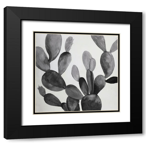 GRAYSCALE CACTUS Black Modern Wood Framed Art Print with Double Matting by Atelier B Art Studio