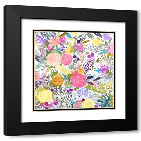 BUNDLE OF FLOWERS Black Modern Wood Framed Art Print with Double Matting by Atelier B Art Studio