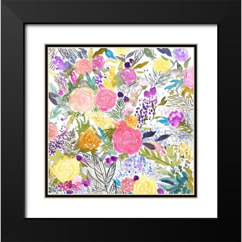BUNDLE OF FLOWERS Black Modern Wood Framed Art Print with Double Matting by Atelier B Art Studio