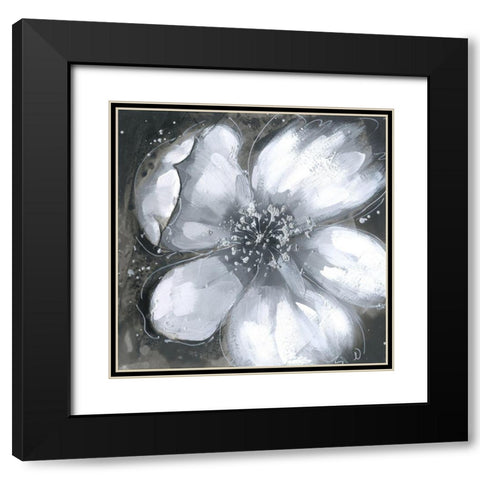 Abstract white orchid Black Modern Wood Framed Art Print with Double Matting by Atelier B Art Studio