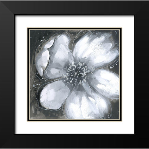 Abstract white orchid Black Modern Wood Framed Art Print with Double Matting by Atelier B Art Studio