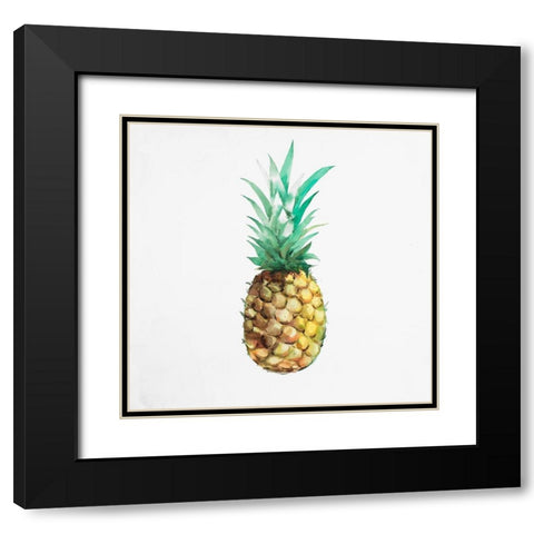 Watercolor Pineapple Black Modern Wood Framed Art Print with Double Matting by Atelier B Art Studio