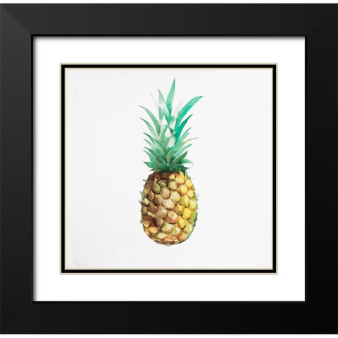 Watercolor Pineapple Black Modern Wood Framed Art Print with Double Matting by Atelier B Art Studio