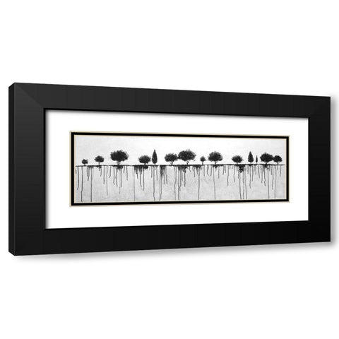 INK BLEEDING TREES Black Modern Wood Framed Art Print with Double Matting by Atelier B Art Studio