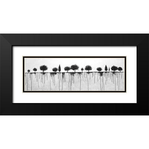 INK BLEEDING TREES Black Modern Wood Framed Art Print with Double Matting by Atelier B Art Studio
